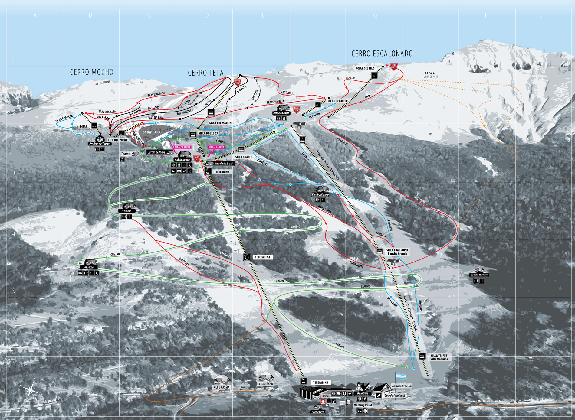 mapa de las pistas chapelco